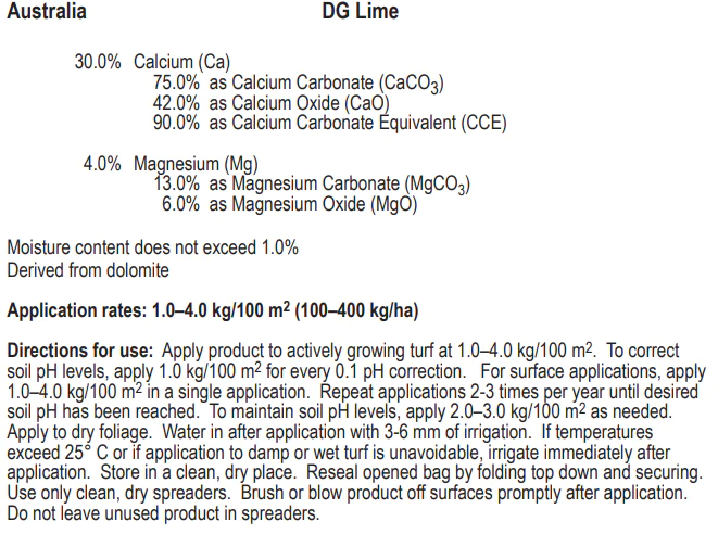 Anderson’s Dg Lime 25kg Information