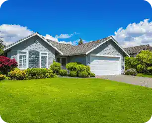 Suburban Home With Lush Green Lawn